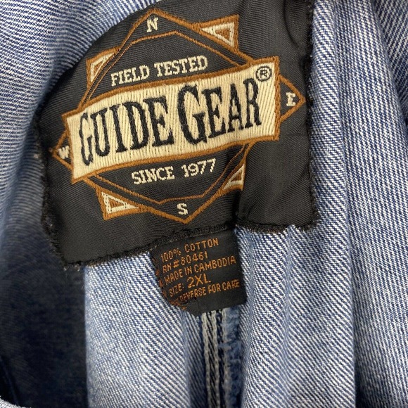 90s Vintage Guide Gear Denim Coveralls‎ Overalls Outerwear VTG 2XL Distressed - Picture 7 of 12